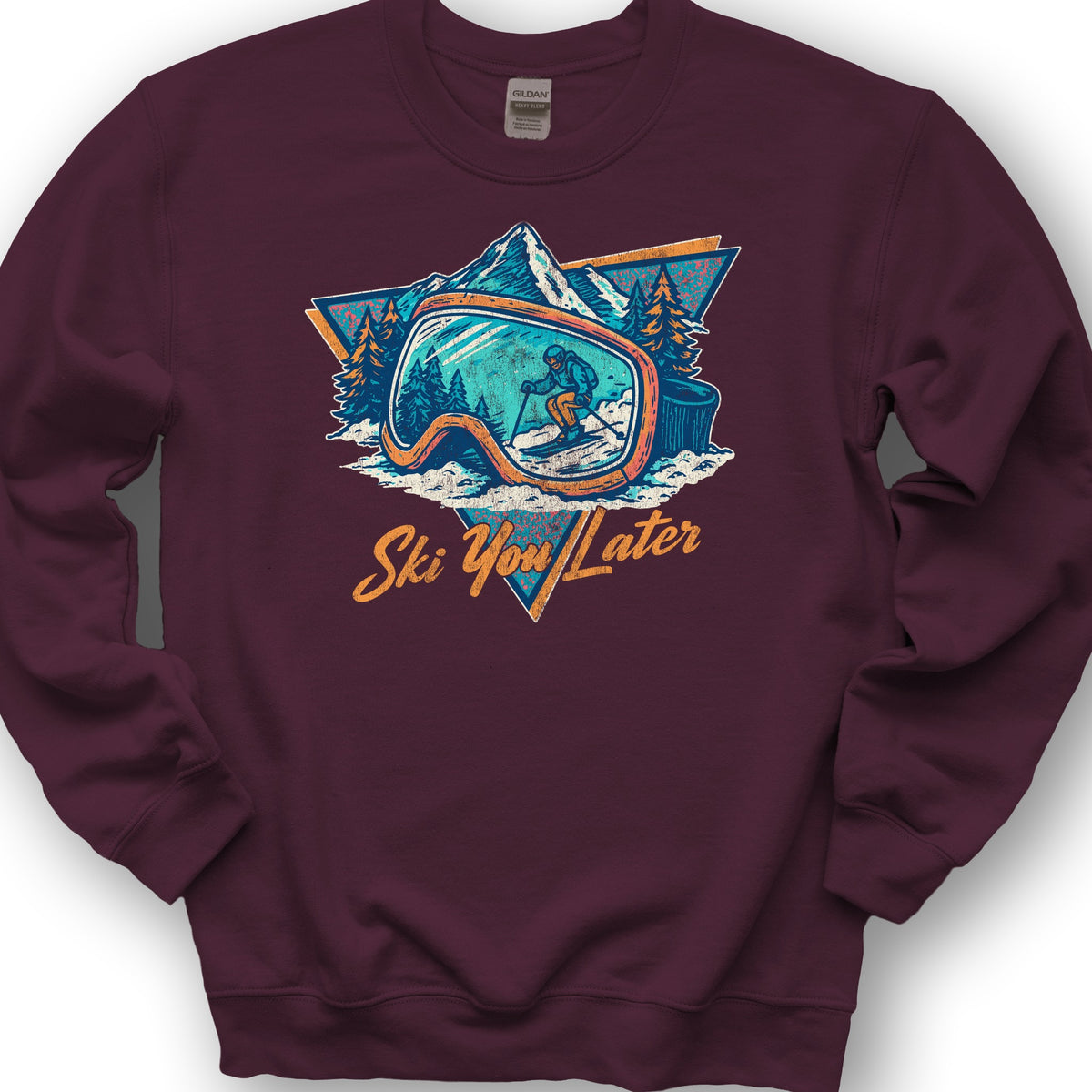Ski You Later Retro 1980's Sweatshirt - Maroon