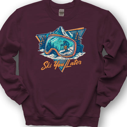 Ski You Later Retro 1980's Sweatshirt - Maroon