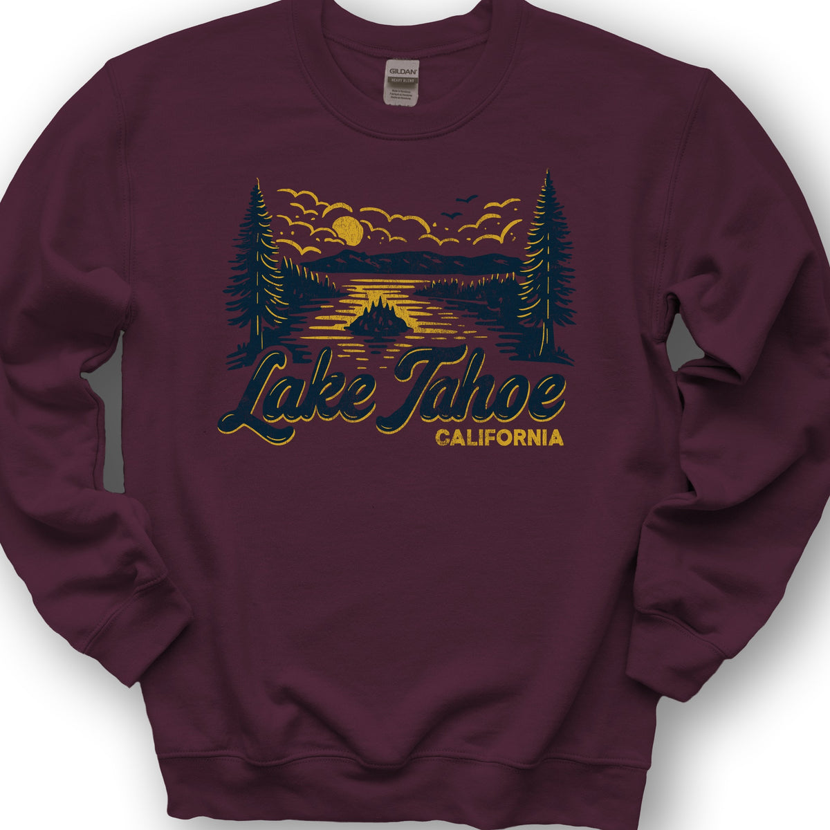 Lake Tahoe Emerald Bay Sketch Sweatshirt - Maroon