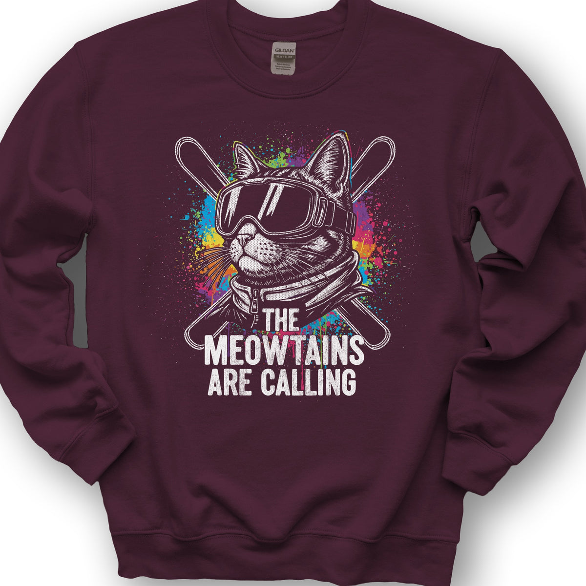 The Meowtains are Calling Sweatshirt - Maroon