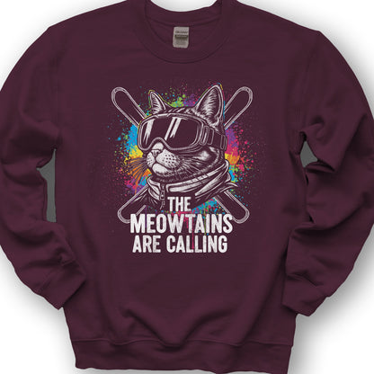 The Meowtains are Calling Sweatshirt - Maroon
