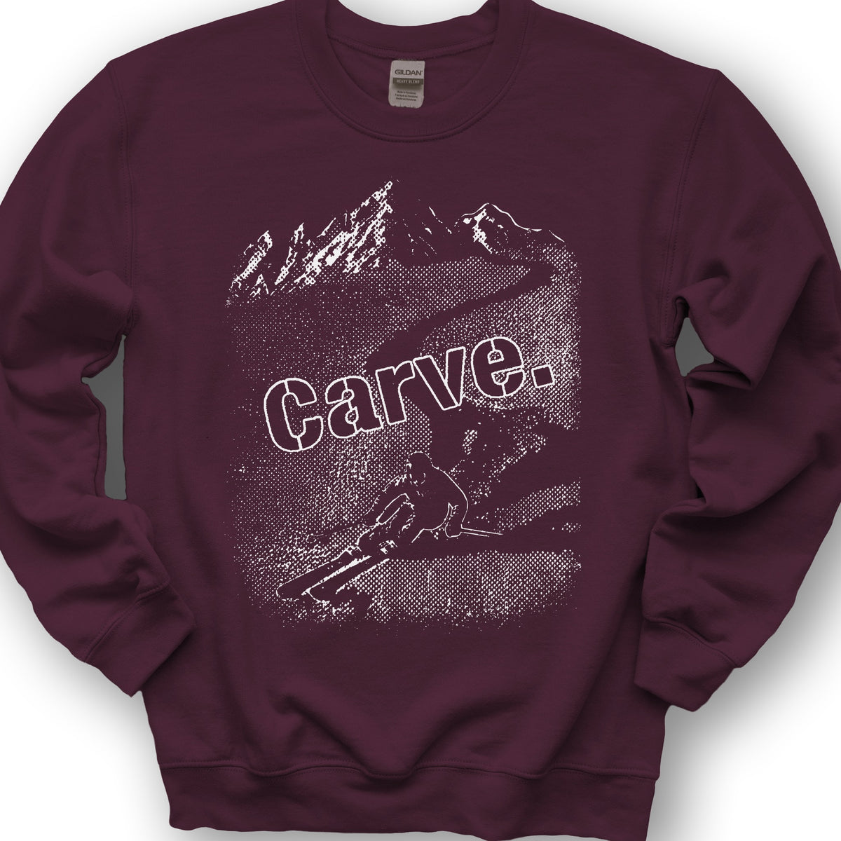 Carve Ski Print Sweatshirt - Maroon