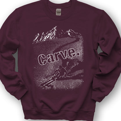 Carve Ski Print Sweatshirt - Maroon