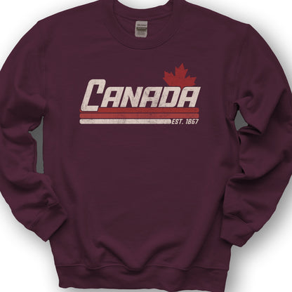 Canada Retro Stripe Sweatshirt - Maroon
