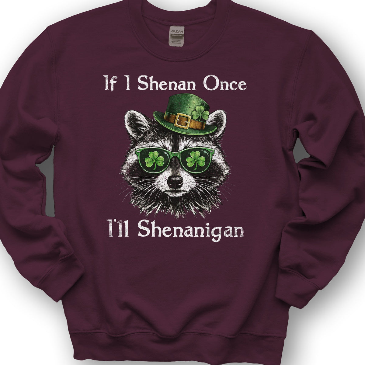 Shenanigans Raccoon Sweatshirt - Maroon