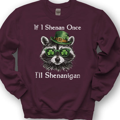 Shenanigans Raccoon Sweatshirt - Maroon