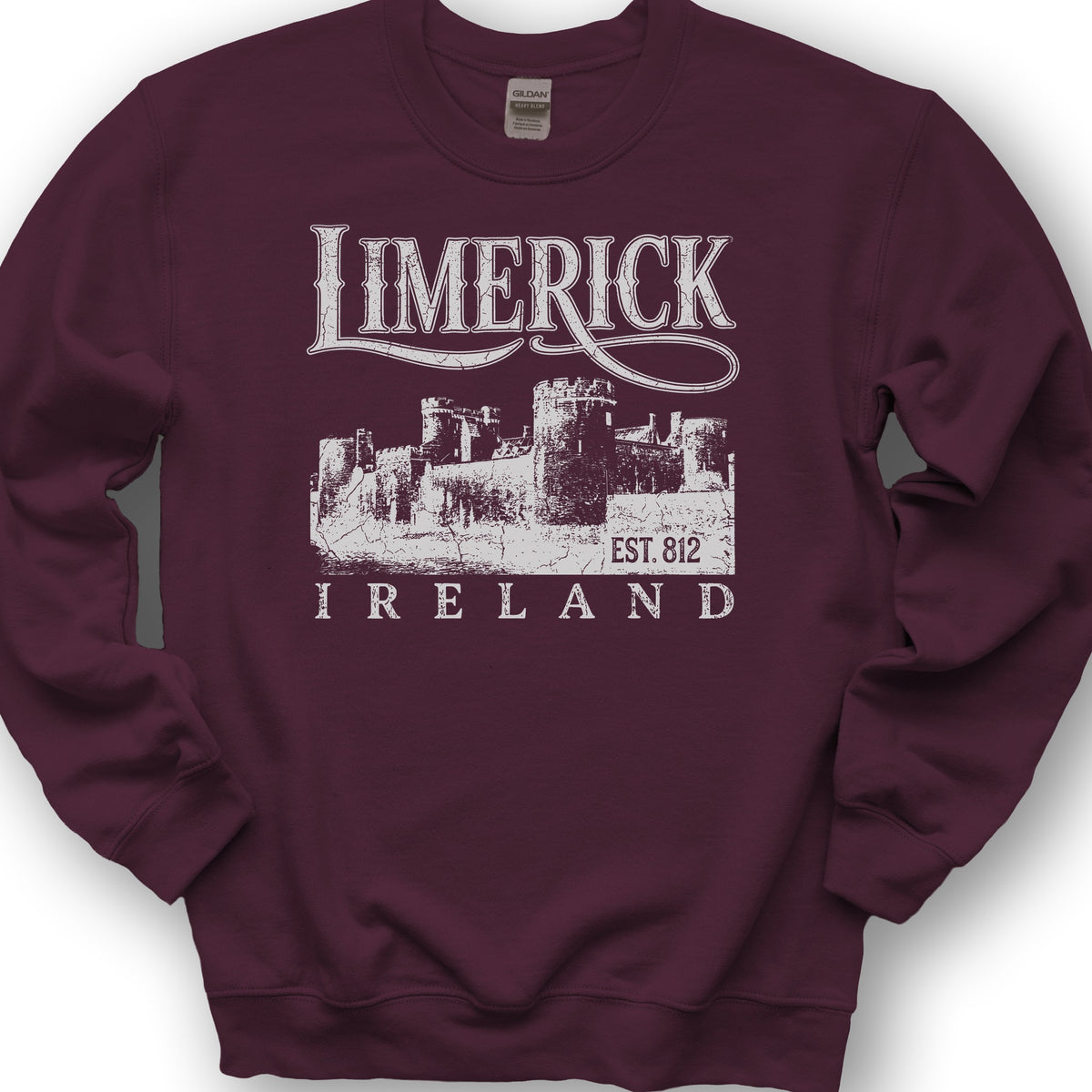 Limerick Ireland Vintage Print Sweatshirt - Maroon