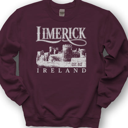 Limerick Ireland Vintage Print Sweatshirt - Maroon