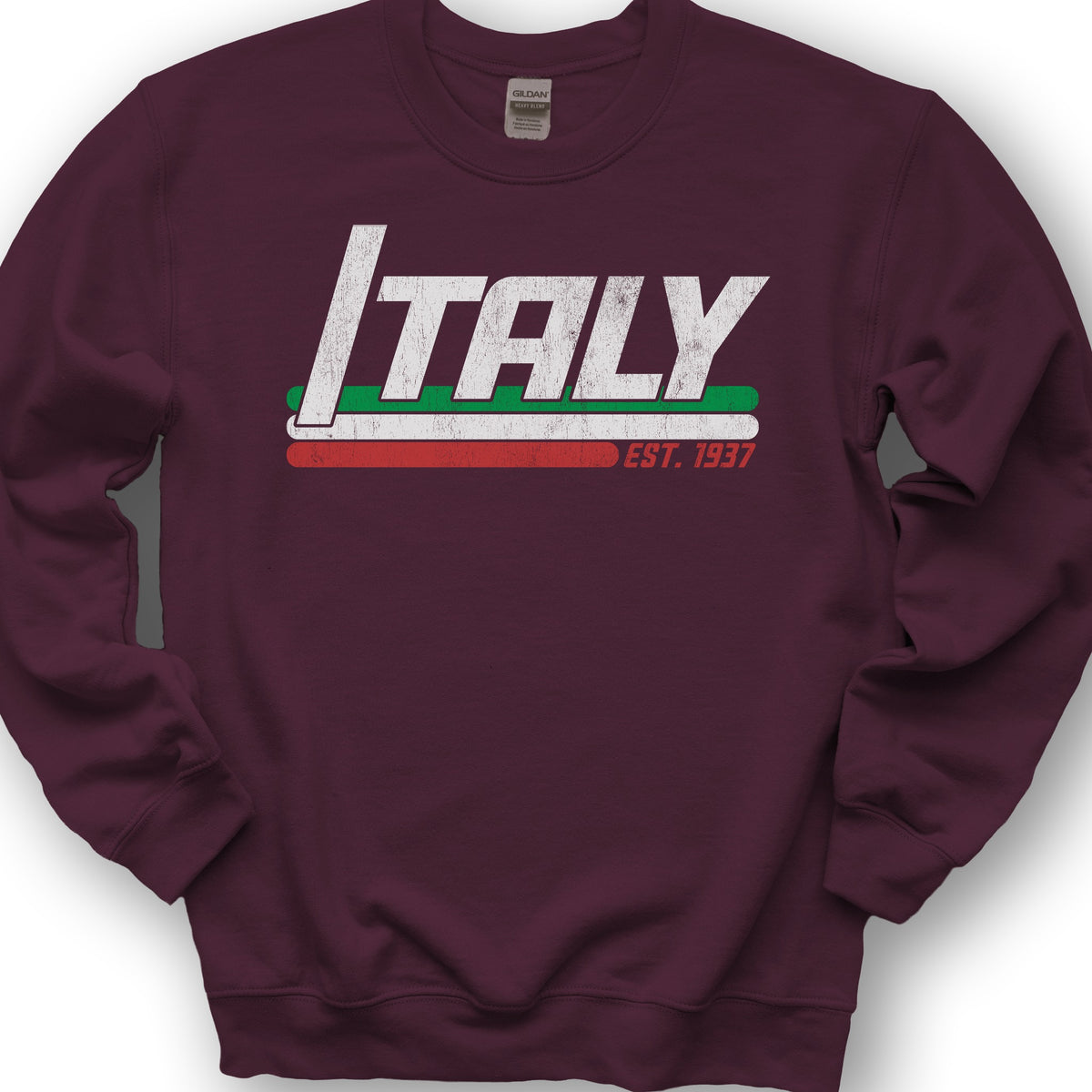 Italy Retro Stripe Sweatshirt - Maroon