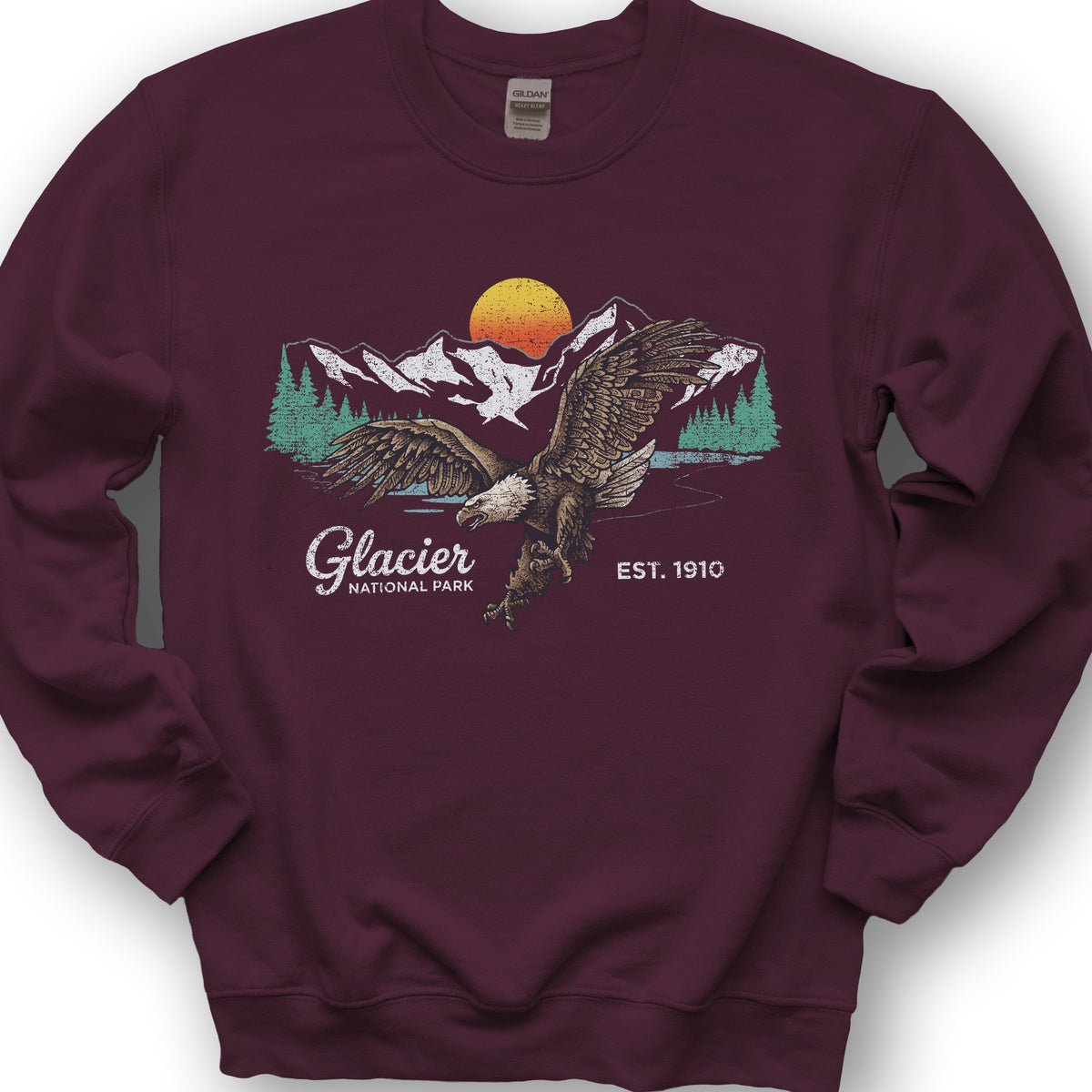 Glacier Bald Eagle Sweatshirt - Maroon
