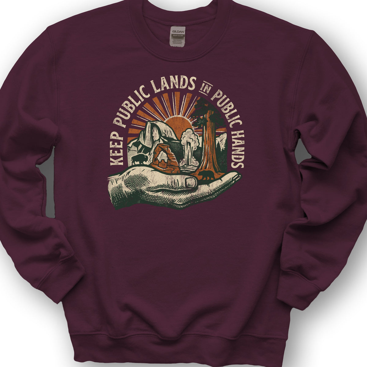 Public Lands Public Hands V2 Sweatshirt - Maroon
