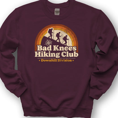 Bad Knees Hiking Club Sweatshirt - Maroon