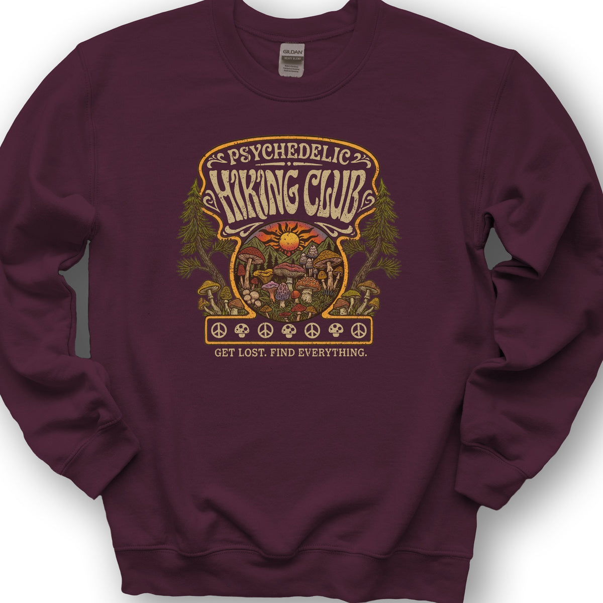 Pyschedelic Hiking Club V2 Sweatshirt - Maroon