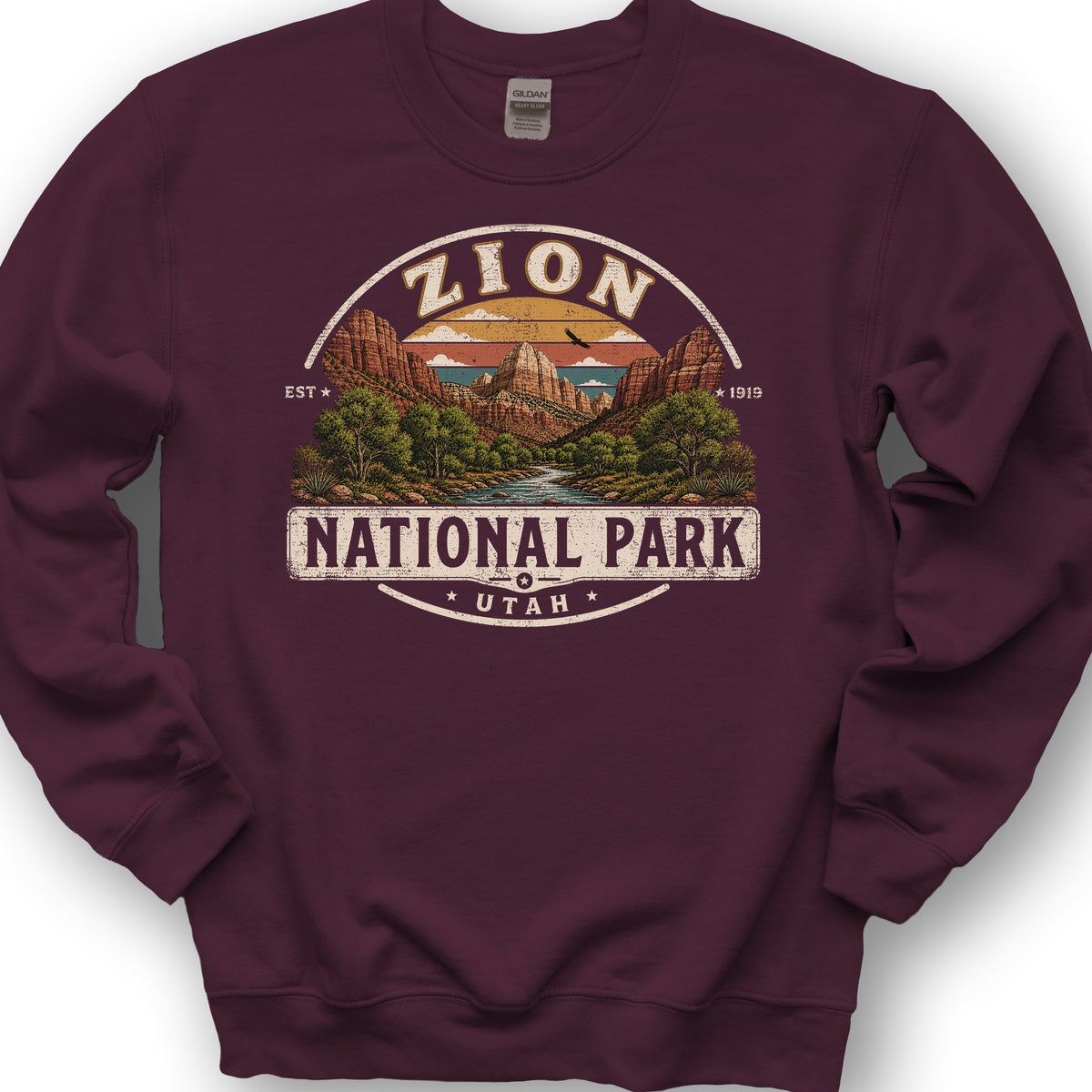 Zion Medallion Sweatshirt - Maroon