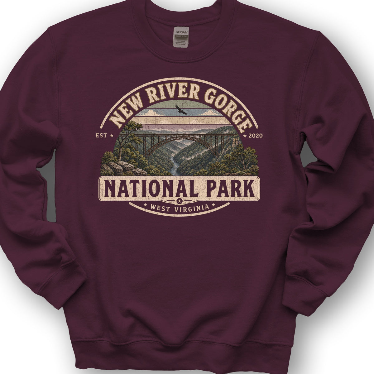 New River Gorge Medallion Sweatshirt - Maroon