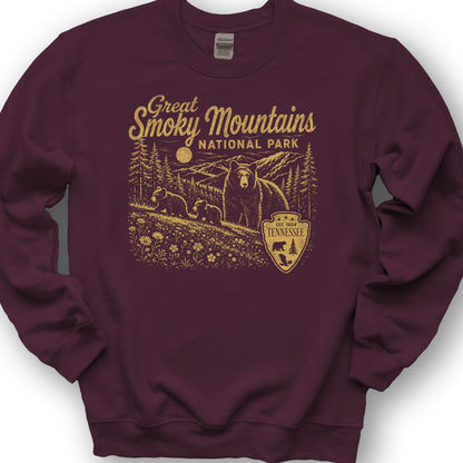 Smoky Mountains Vintage Sketch Sweatshirt - Maroon