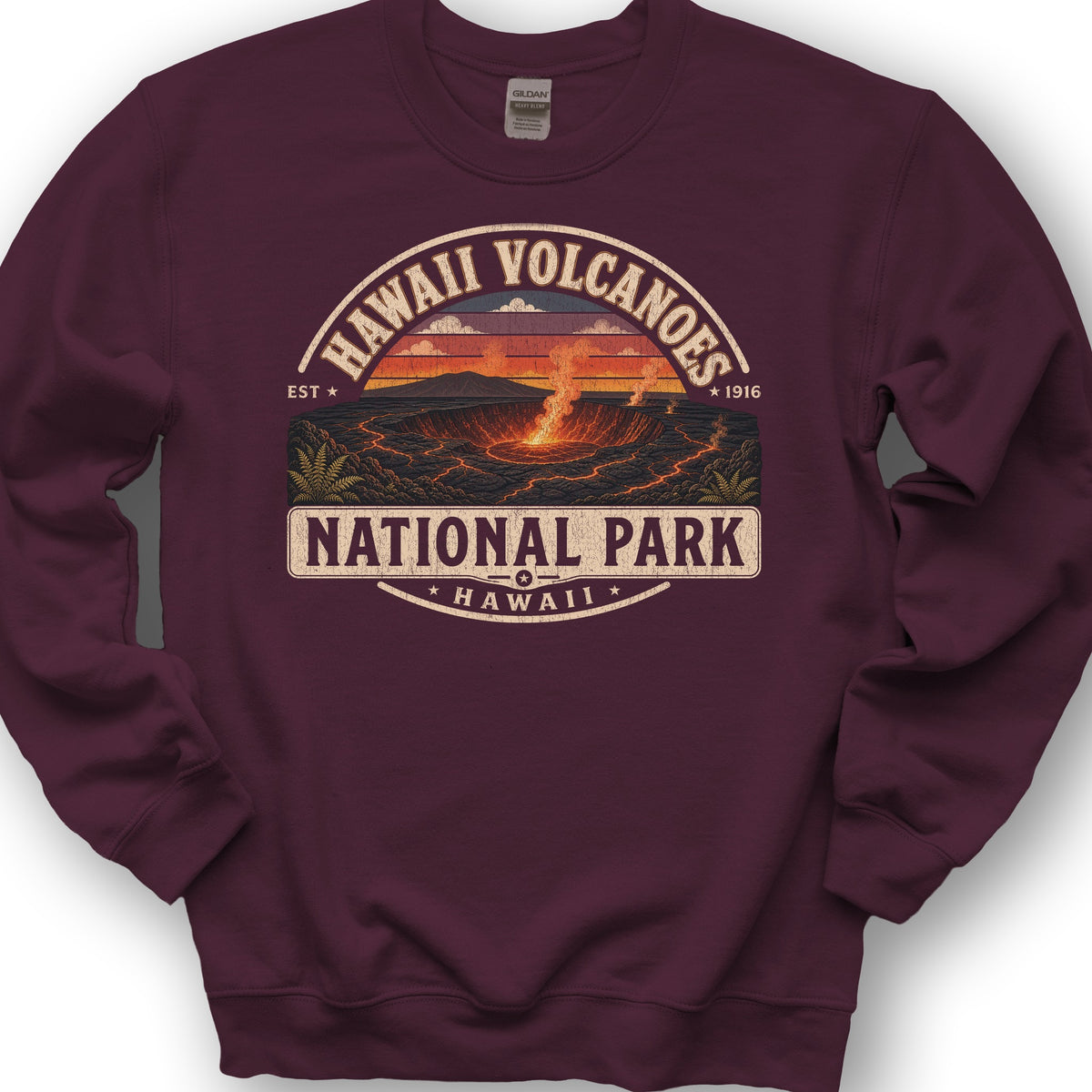 Hawaii Volcanoes Medallion Sweatshirt - Maroon