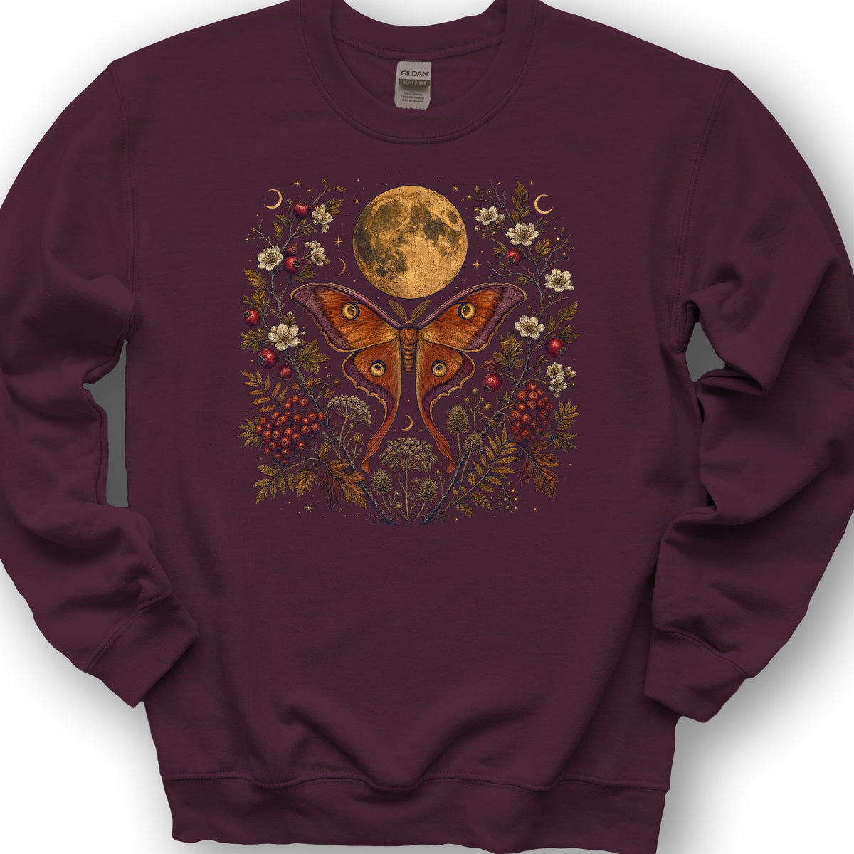 Harvest Moon Moth Sweatshirt - Maroon