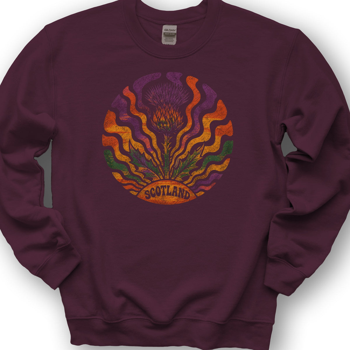 Groovy Scotland Thistle Sweatshirt - Maroon