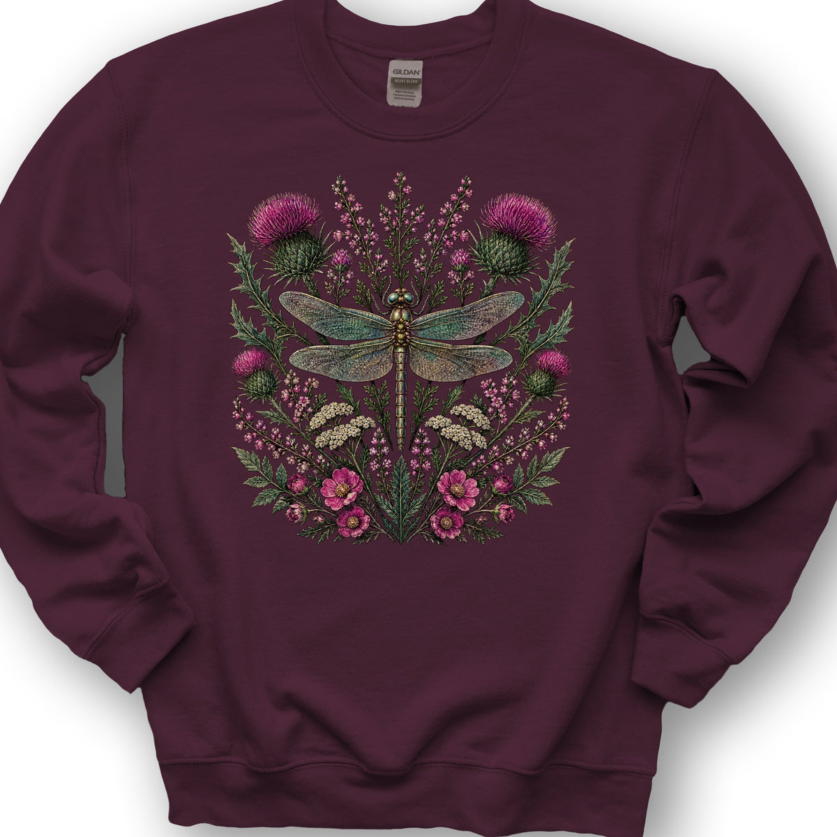 Wild Dragonfly Thistle Sweatshirt - Maroon