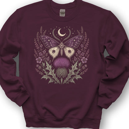 Crescent Thistle Moth Moon Sweatshirt - Maroon