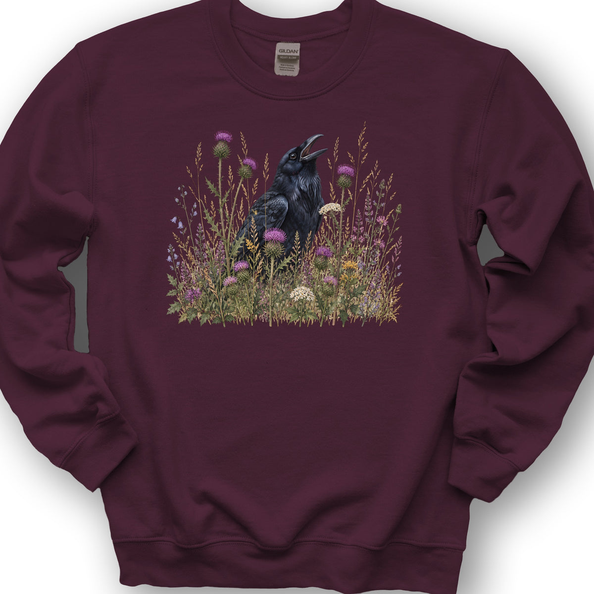 Botanical Raven Sweatshirt - Maroon