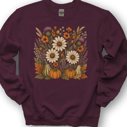 Pumpkin Florals Sweatshirt - Maroon