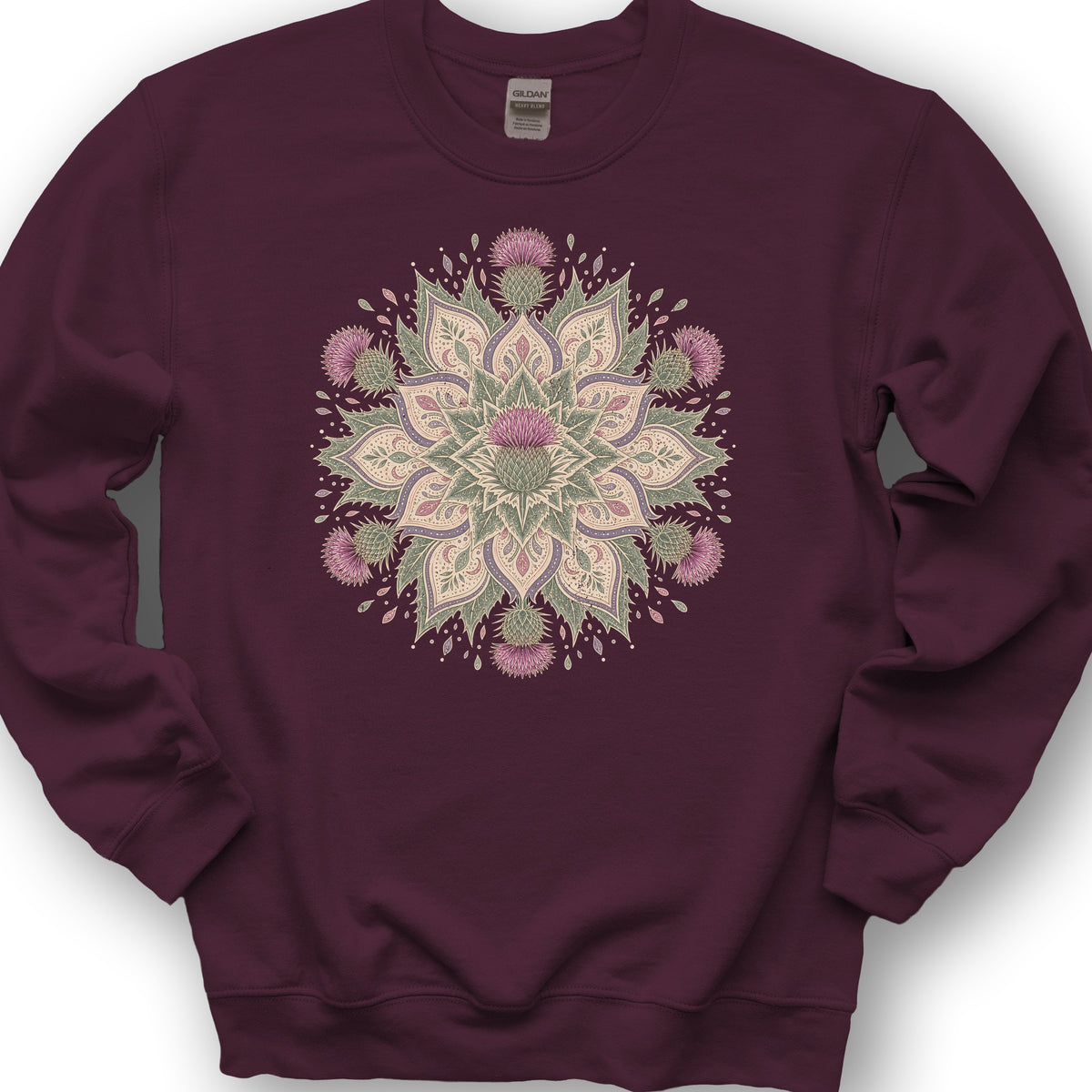 Thistle Mandala Sweatshirt - Maroon