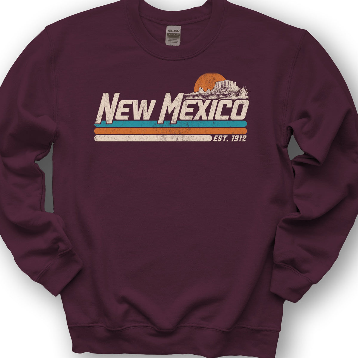 New Mexico Retro Stripe Sweatshirt - Maroon