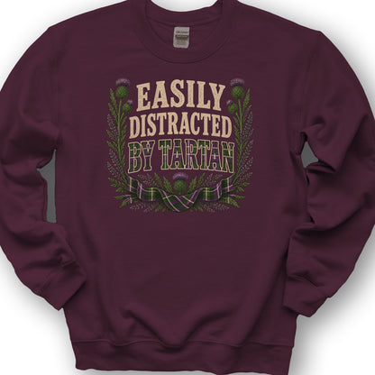 Easily Distracted By Tartan Sweatshirt - Maroon