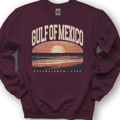 Gulf of Mexico Varsity Sunset Sweatshirt - Maroon