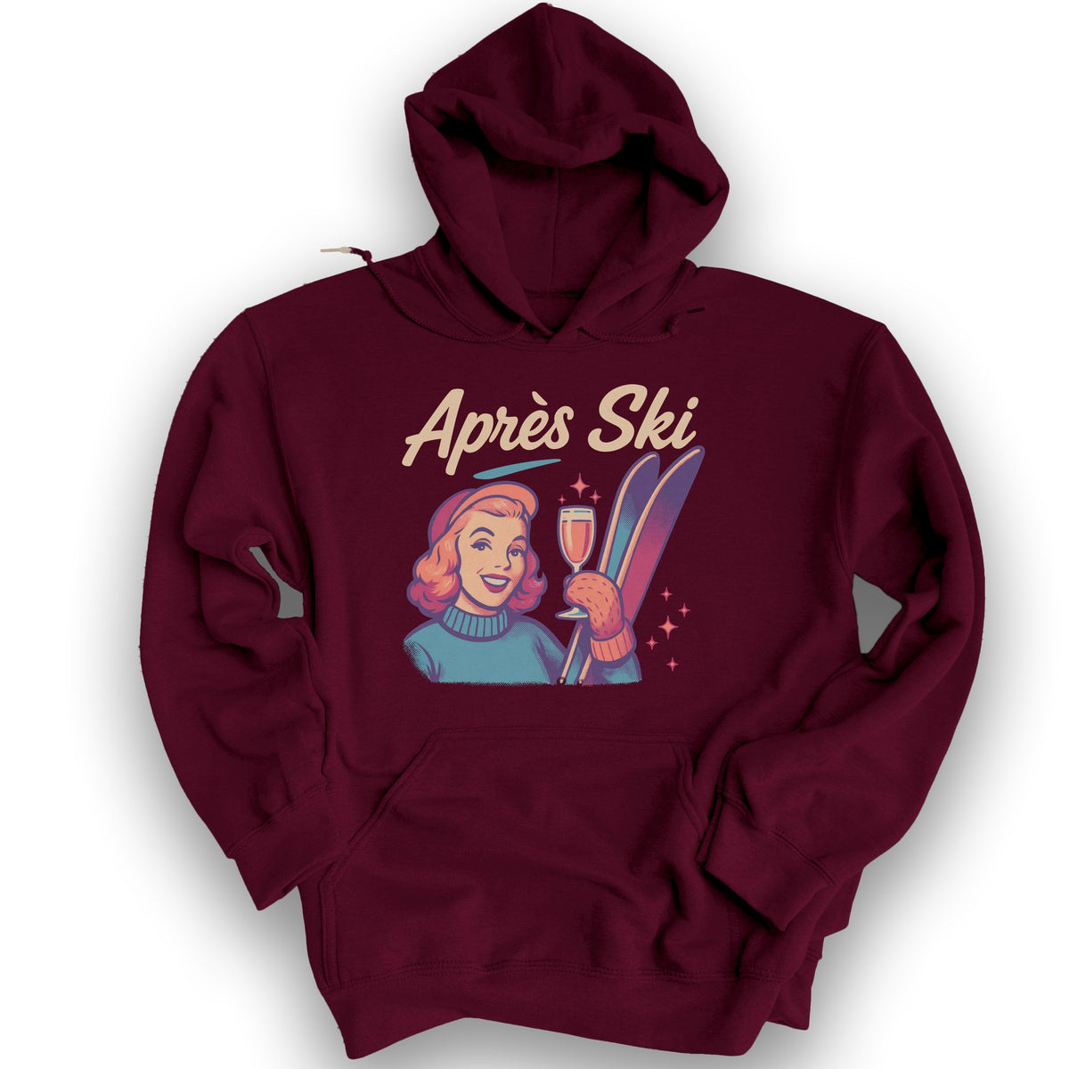 Apres Ski Retro 1950's Hoodie - Maroon