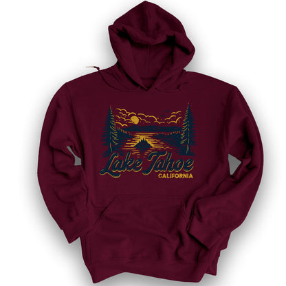 Lake Tahoe Emerald Bay Sketch Hoodie - Maroon