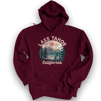 Lake Tahoe California Circle Hoodie - Maroon