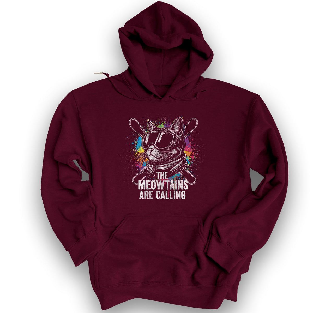 The Meowtains are Calling Hoodie - Maroon