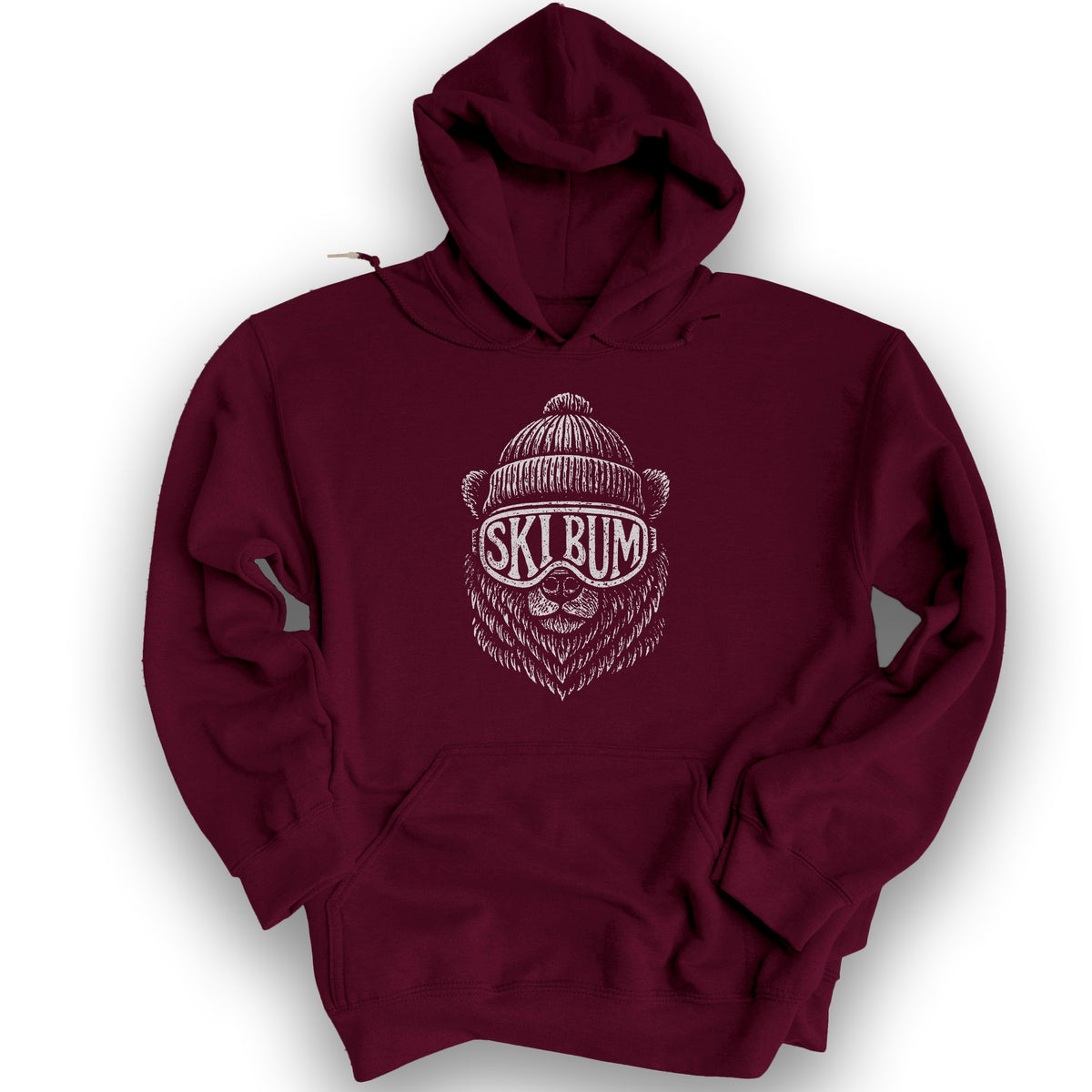 Ski Bum Bear Hoodie - Maroon