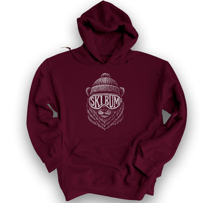 Ski Bum Bear Hoodie - Maroon