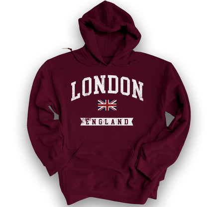 London Varsity Flag Hoodie - Maroon