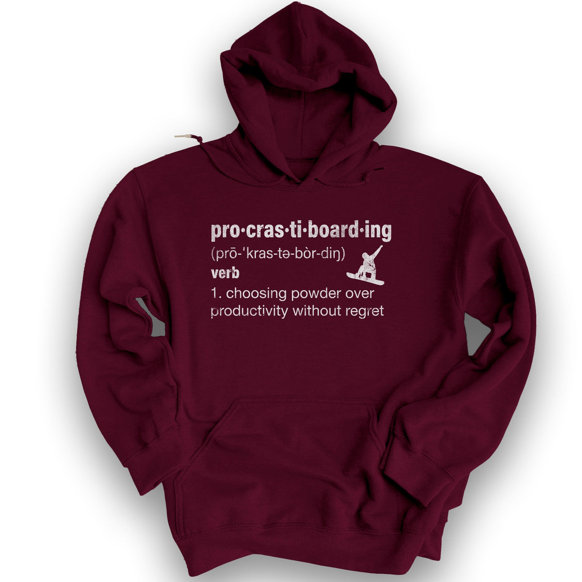 Procrastiboarding Snowboard Hoodie - Maroon