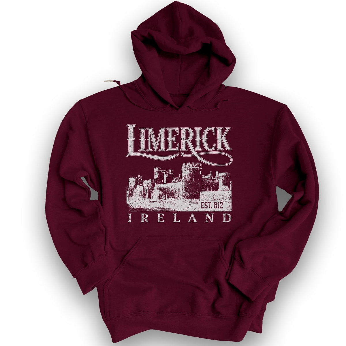 Limerick Ireland Vintage Print Hoodie - Maroon