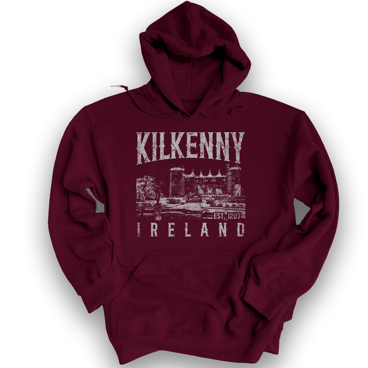 Kilkenny Ireland Vintage Print Hoodie - Maroon