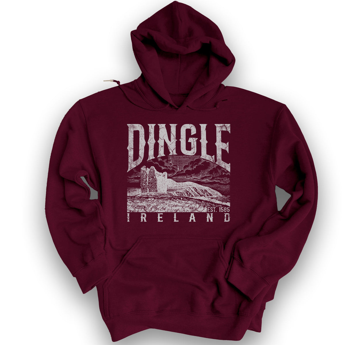 Dingle Ireland Vintage Print Hoodie - Maroon