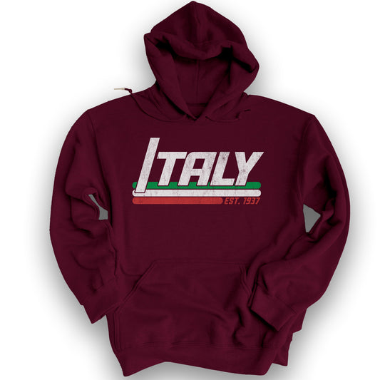 Italy Retro Stripe Hoodie - Maroon