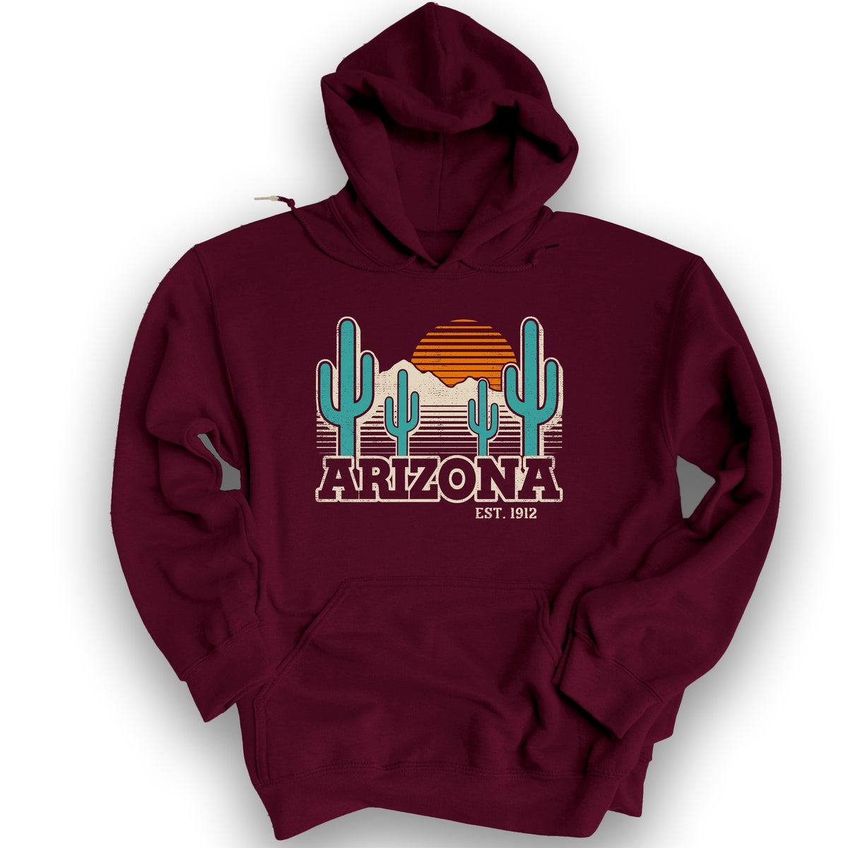 Arizona Retro Cactus Hoodie - Maroon