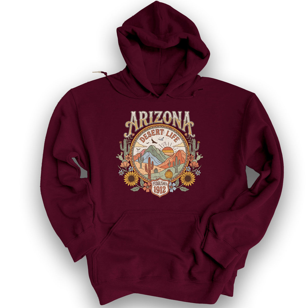 Arizona Desert Life Hoodie - Maroon