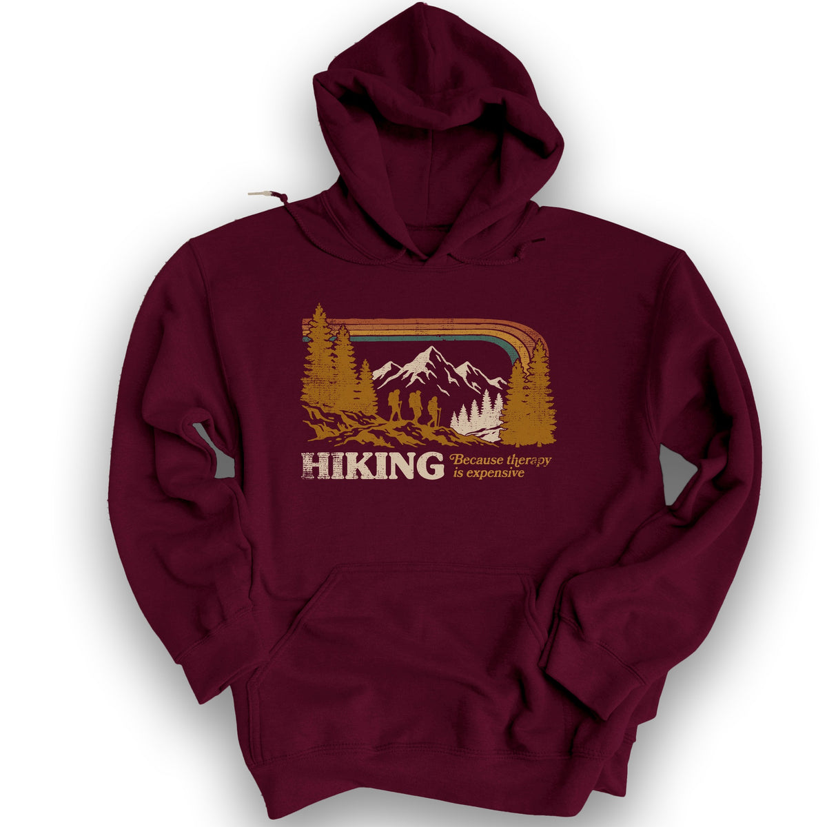 Hiking Retro Therapy Hoodie - Maroon