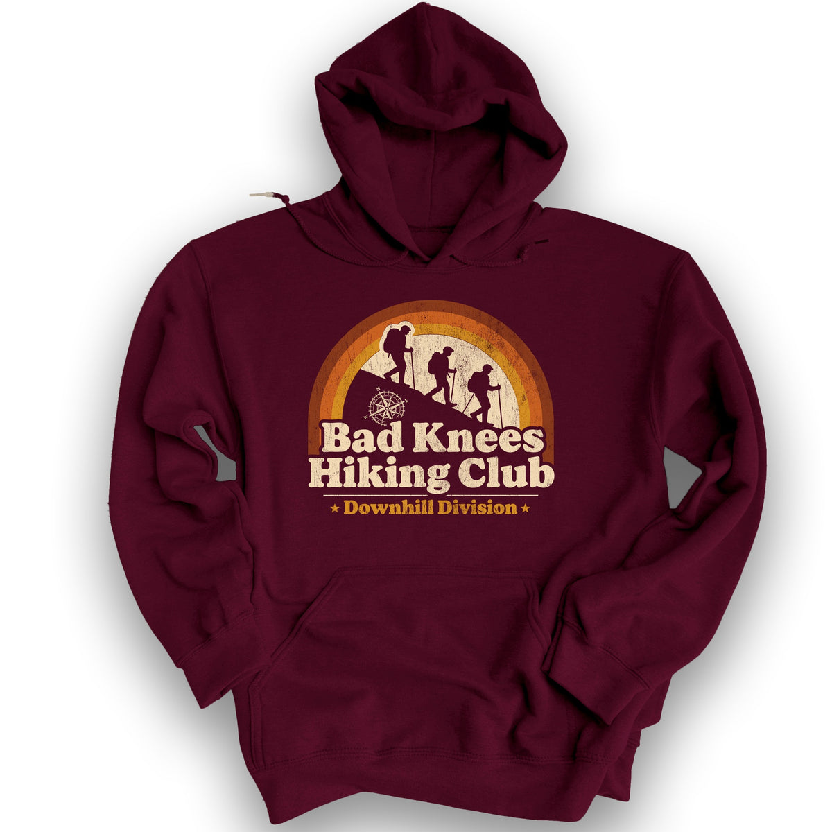 Bad Knees Hiking Club Hoodie - Maroon