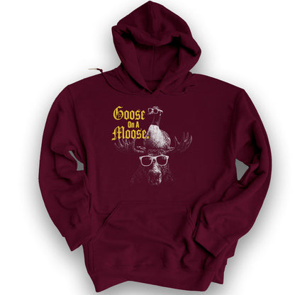 Goose On A Moose Halftone Hoodie - Maroon