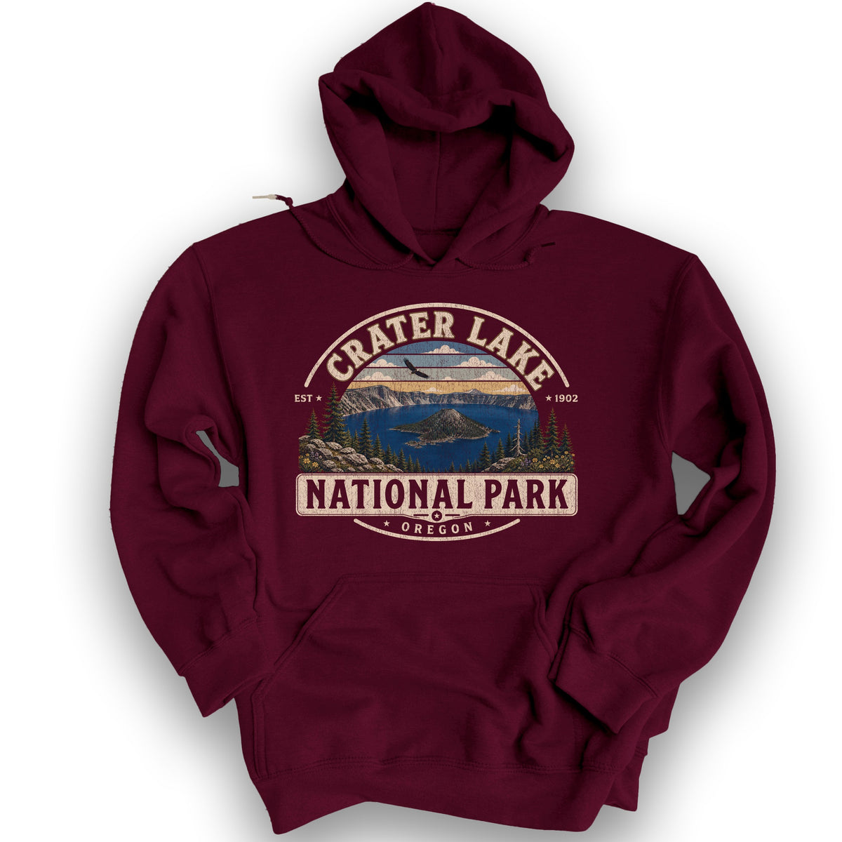 Crater Lake Medallion Hoodie - Maroon
