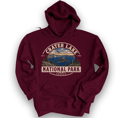 Crater Lake Medallion Hoodie - Maroon